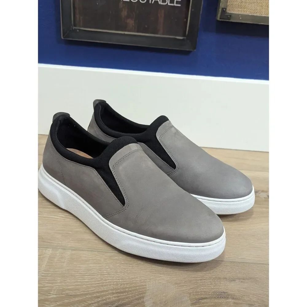Samuel Hubbard Flight Slip-ons Light Gray Nubuck White Sole Men's 9.5 WIDE EUC